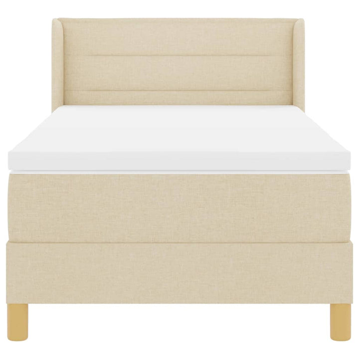 Boks-madrasseng med madras Creme 80 x 200 cm Stof