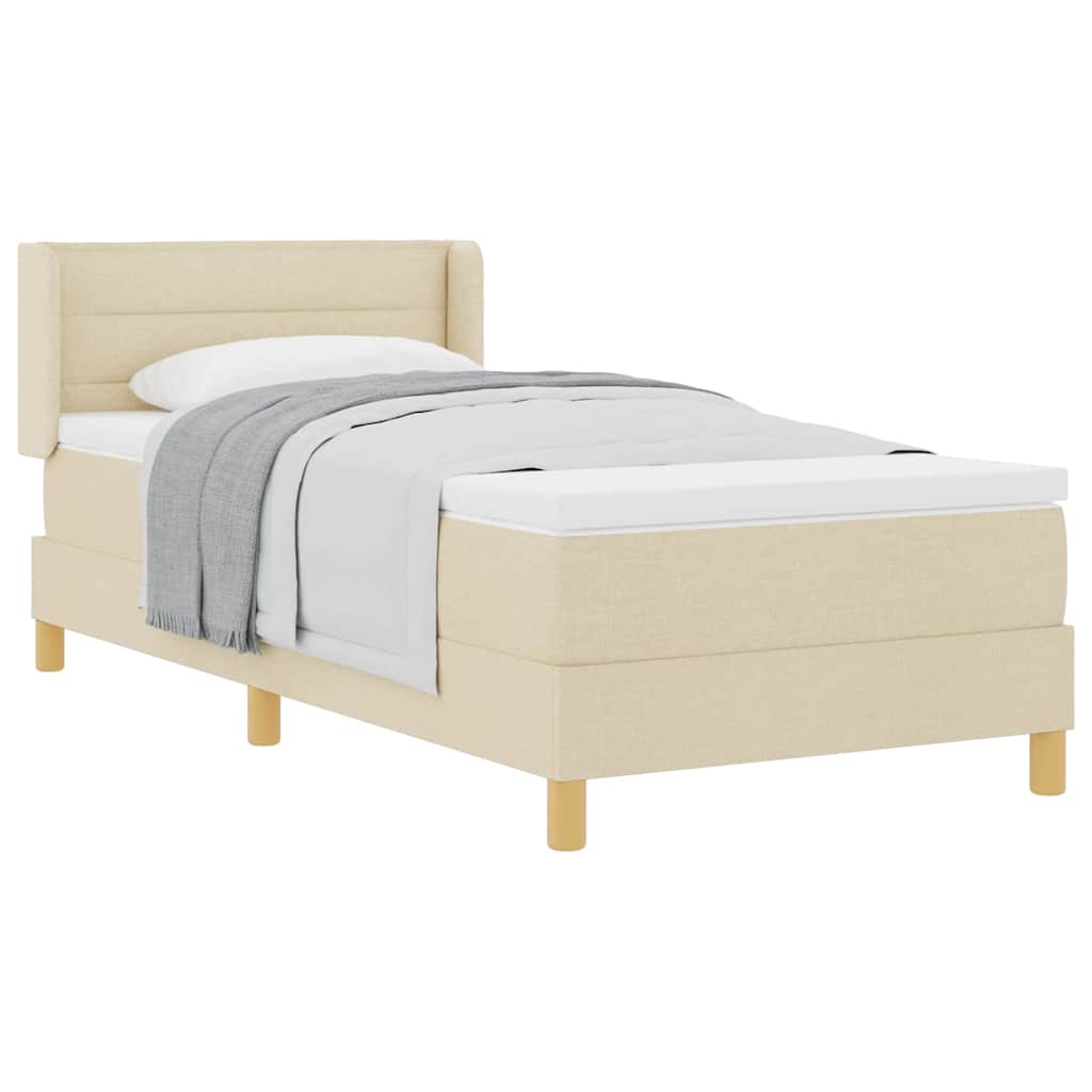 Boks-madrasseng med madras Creme 80 x 200 cm Stof