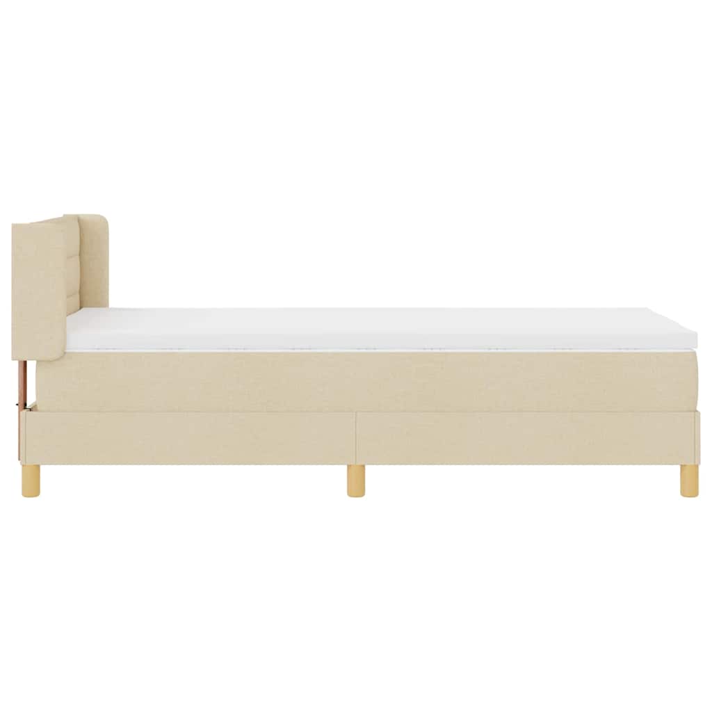 Boks-madrasseng med madras Creme 90 x 190 cm Stof