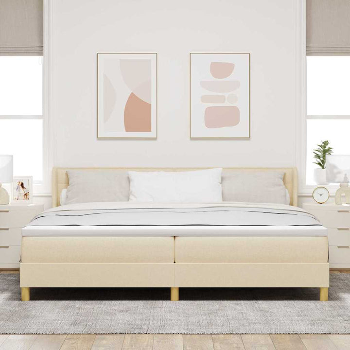 Boks-madrasseng med madras Creme 200 x 200 cm Stof