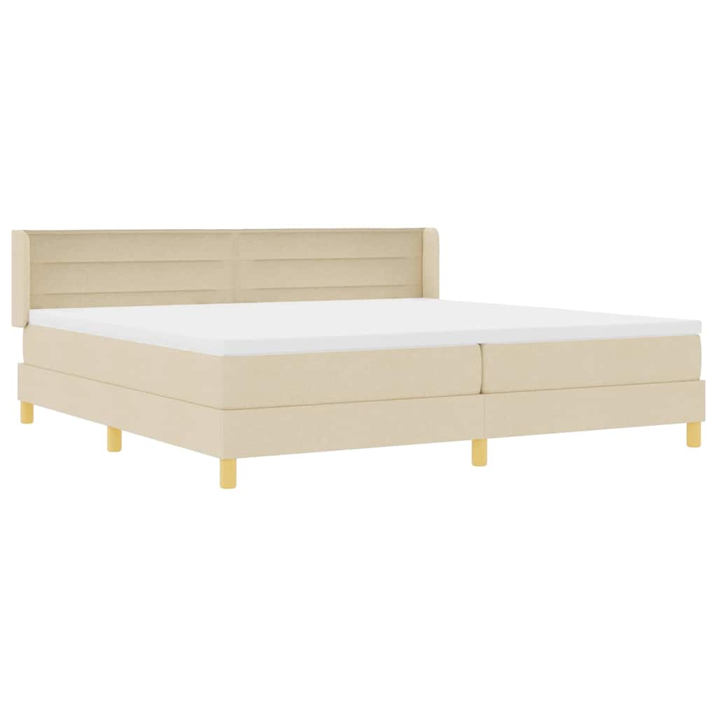 Boks-madrasseng med madras Creme 200 x 200 cm Stof