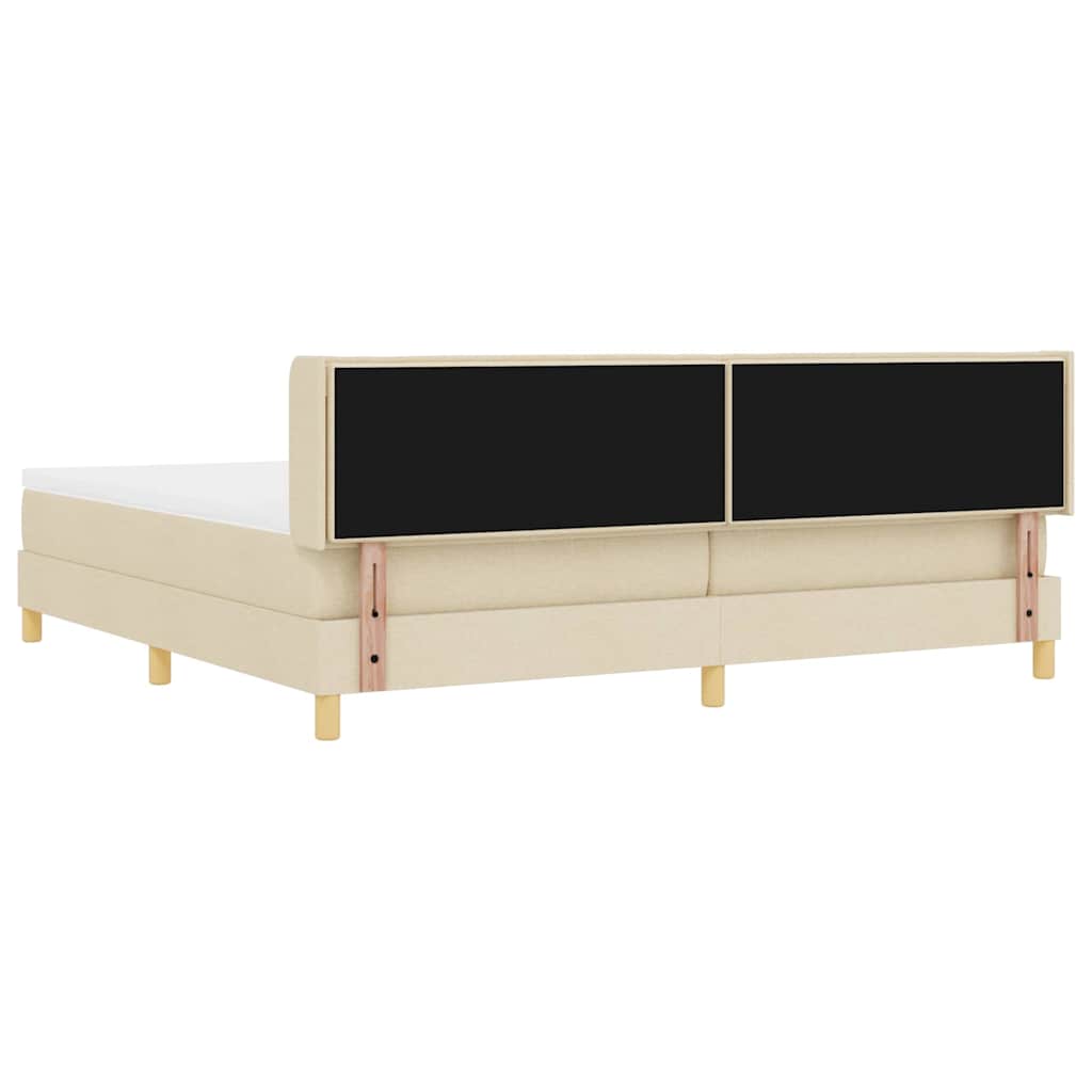 Boks-madrasseng med madras Creme 200 x 200 cm Stof