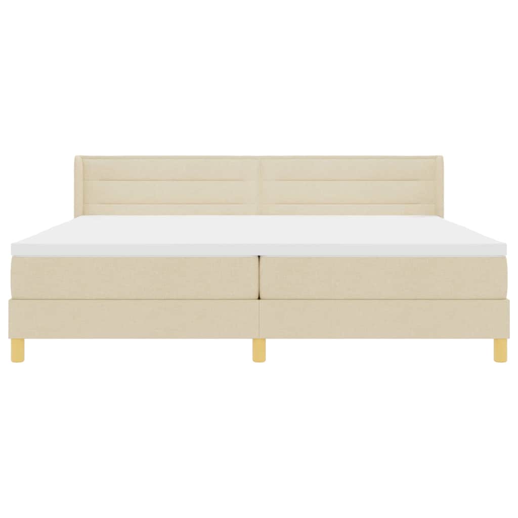Boks-madrasseng med madras Creme 200 x 200 cm Stof