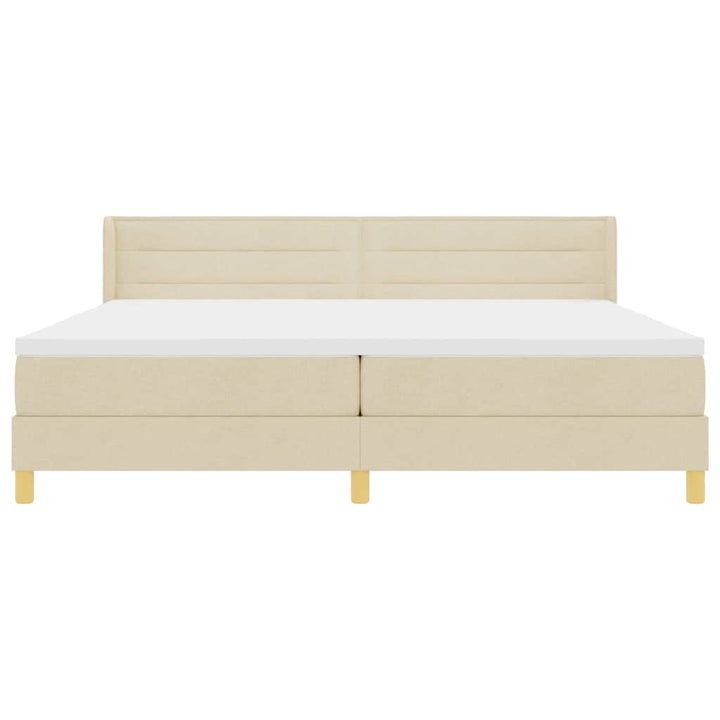 Boks-madrasseng med madras Creme 200 x 200 cm Stof