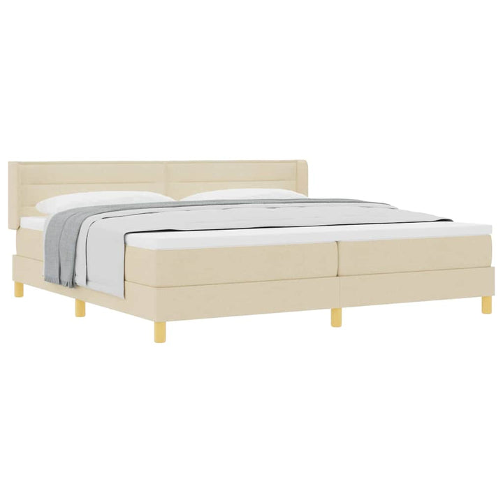 Boks-madrasseng med madras Creme 200 x 200 cm Stof