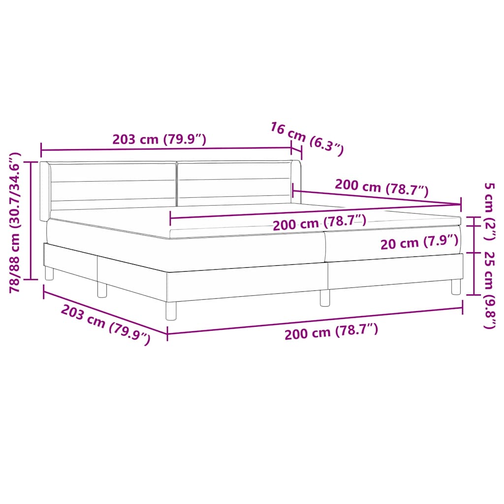 Boks-madrasseng med madras Creme 200 x 200 cm Stof