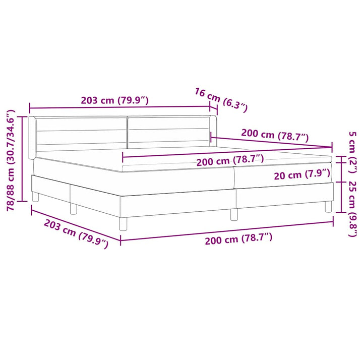 Boks-madrasseng med madras Creme 200 x 200 cm Stof