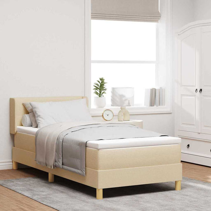 Boks-madrasseng med madras Creme 80 x 200 cm Stof