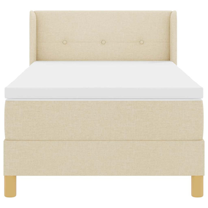 Boks-madrasseng med madras Creme 90 x 190 cm Stof