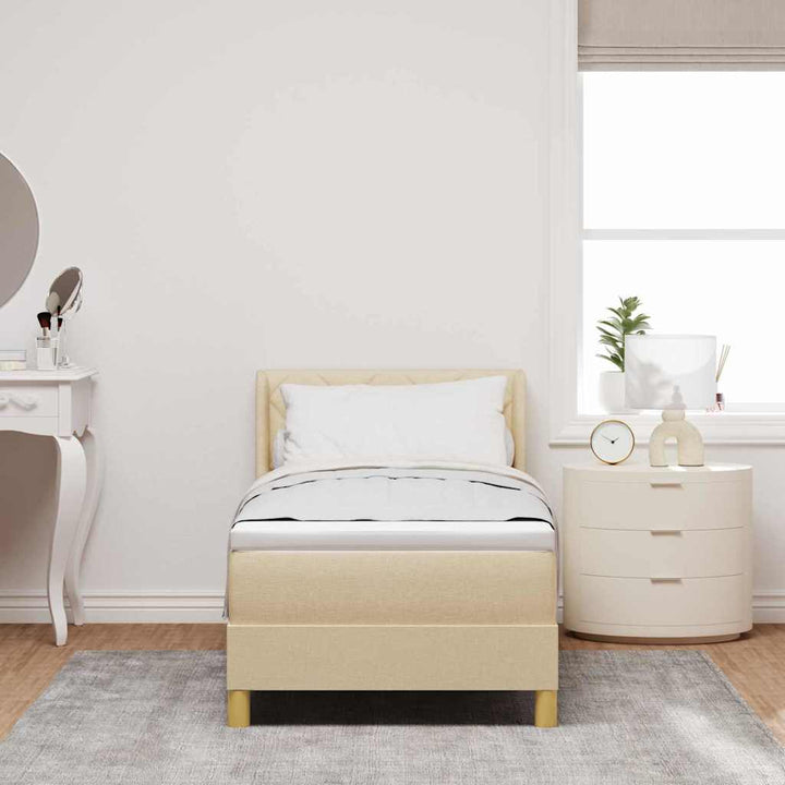 Boks-madrasseng med madras Creme 80 x 200 cm Stof