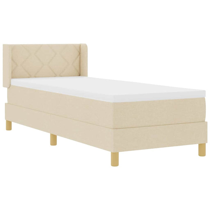 Boks-madrasseng med madras Creme 80 x 200 cm Stof