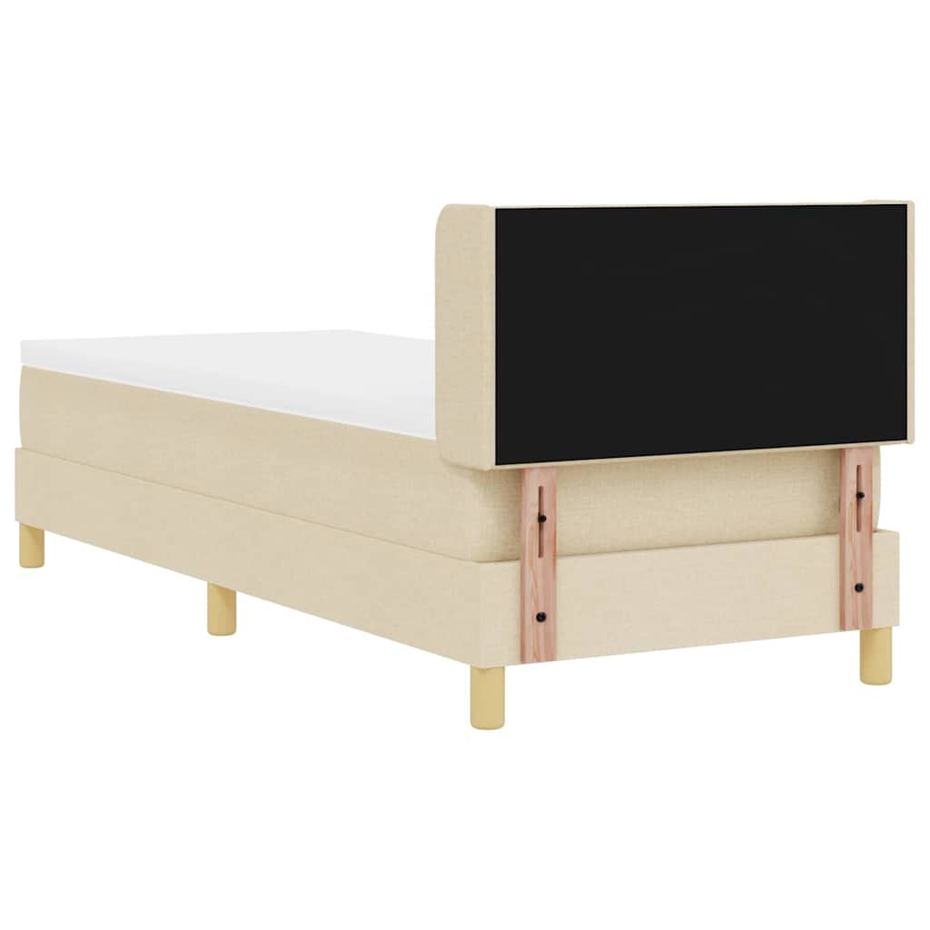 Boks-madrasseng med madras Creme 80 x 200 cm Stof