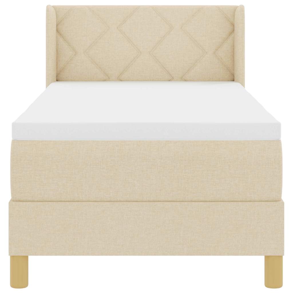 Boks-madrasseng med madras Creme 80 x 200 cm Stof