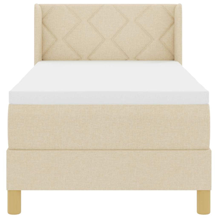 Boks-madrasseng med madras Creme 80 x 200 cm Stof