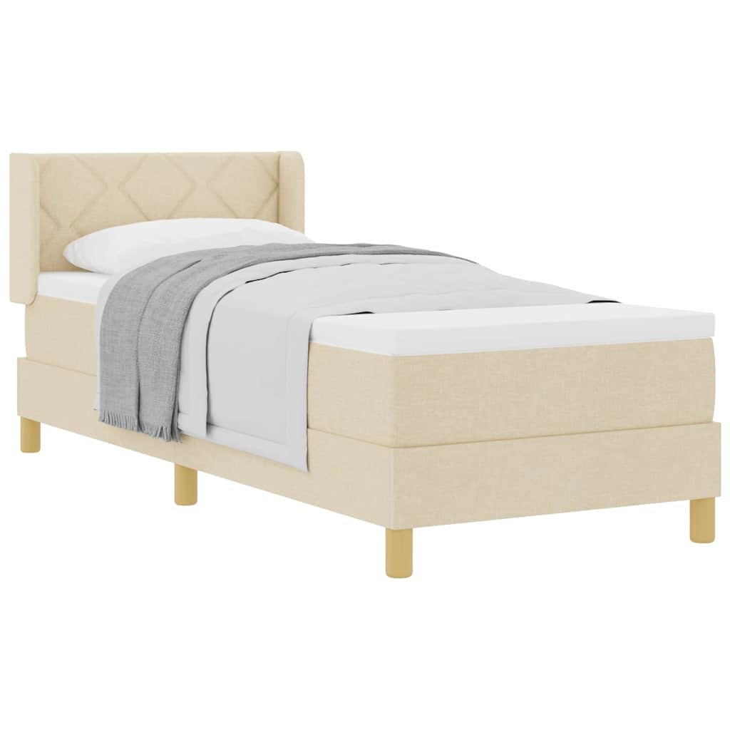 Boks-madrasseng med madras Creme 80 x 200 cm Stof