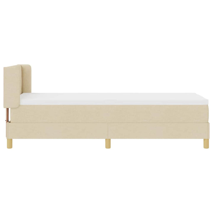 Boks-madrasseng med madras Creme 80 x 200 cm Stof