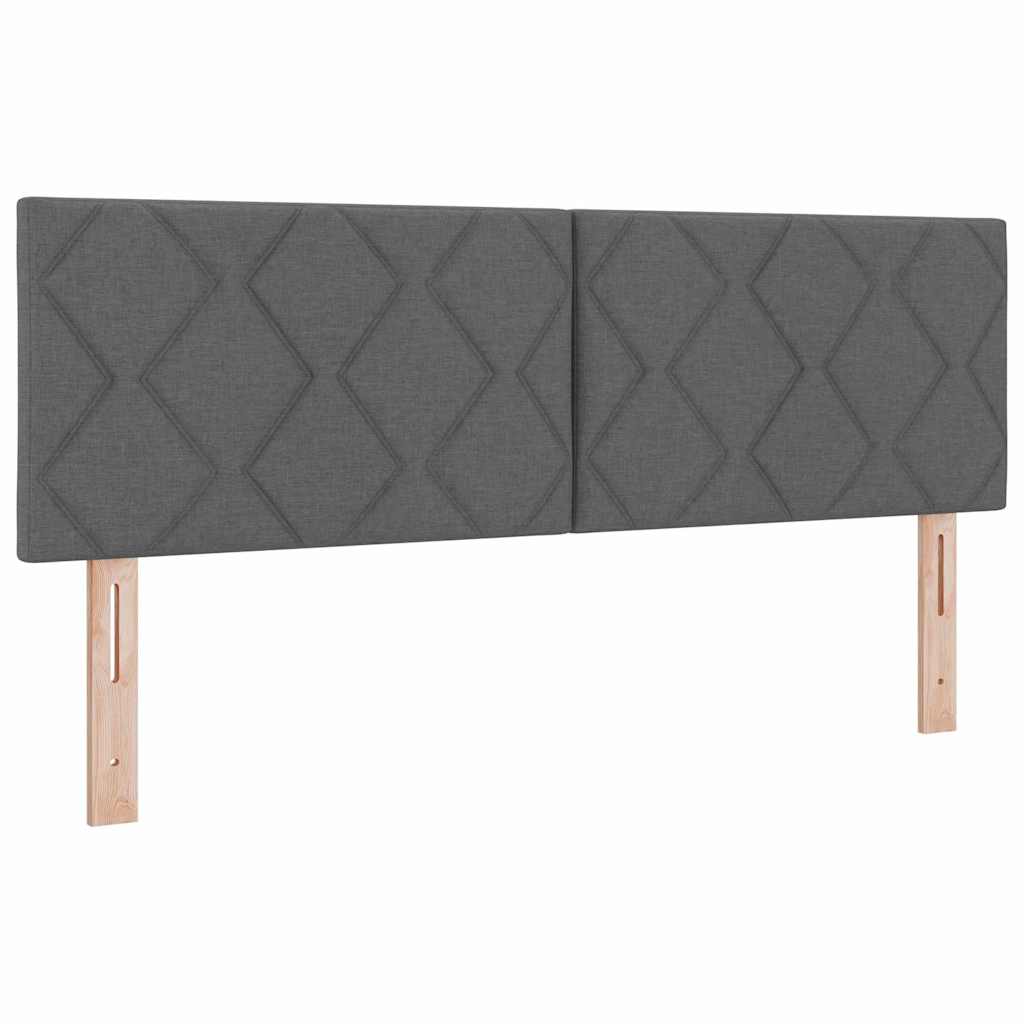 Boks-madrasseng med madras Mørkegrå 140 x 200 cm Stof