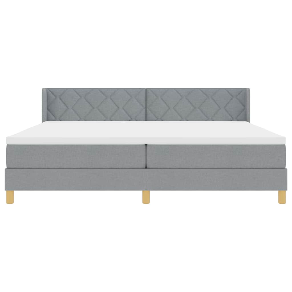 Boks-madrasseng med madras Lysegrå 200 x 200 cm Stof