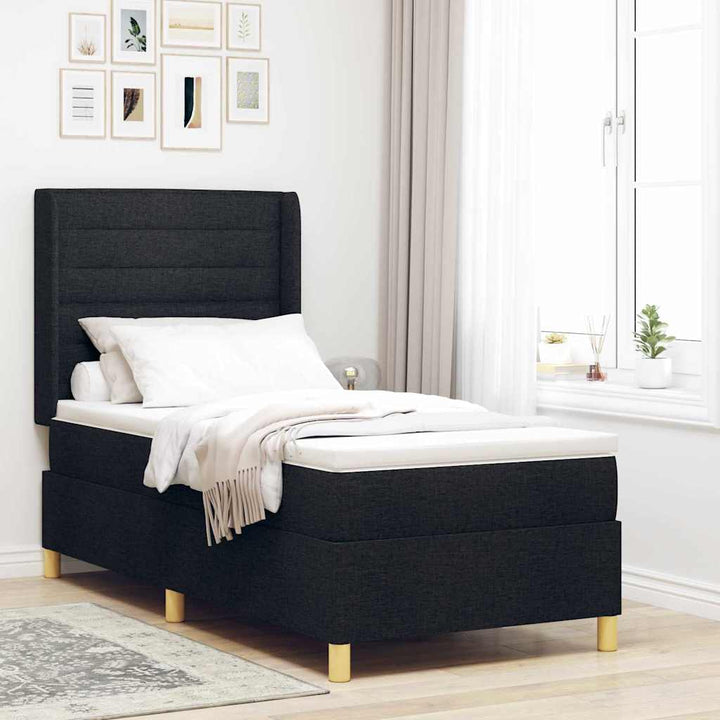 Boks-madrasseng med madras Sort 100 x 200 cm Stof