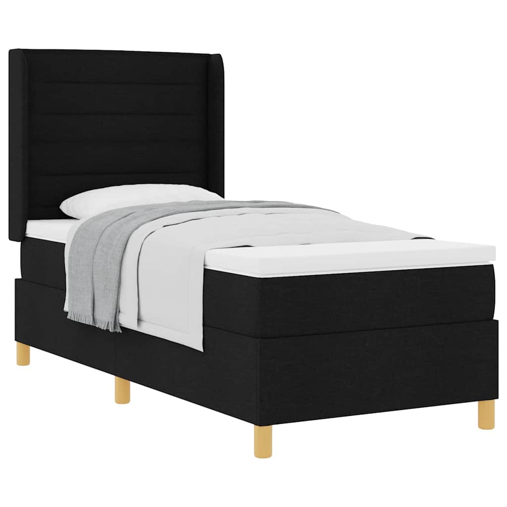 Boks-madrasseng med madras Sort 100 x 200 cm Stof
