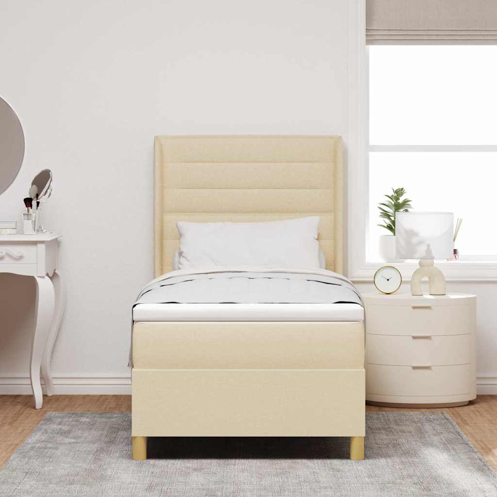 Boks-madrasseng med madras Creme 100 x 200 cm Stof