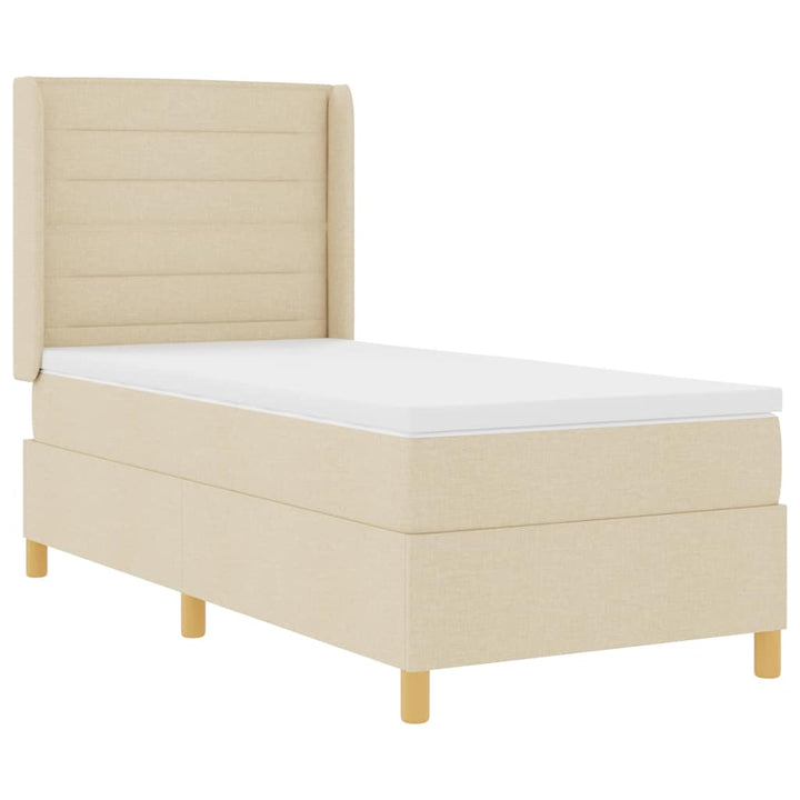 Boks-madrasseng med madras Creme 100 x 200 cm Stof