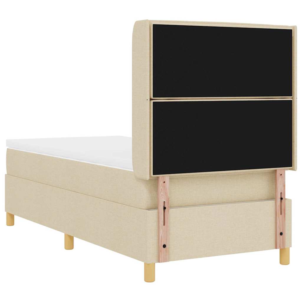 Boks-madrasseng med madras Creme 100 x 200 cm Stof