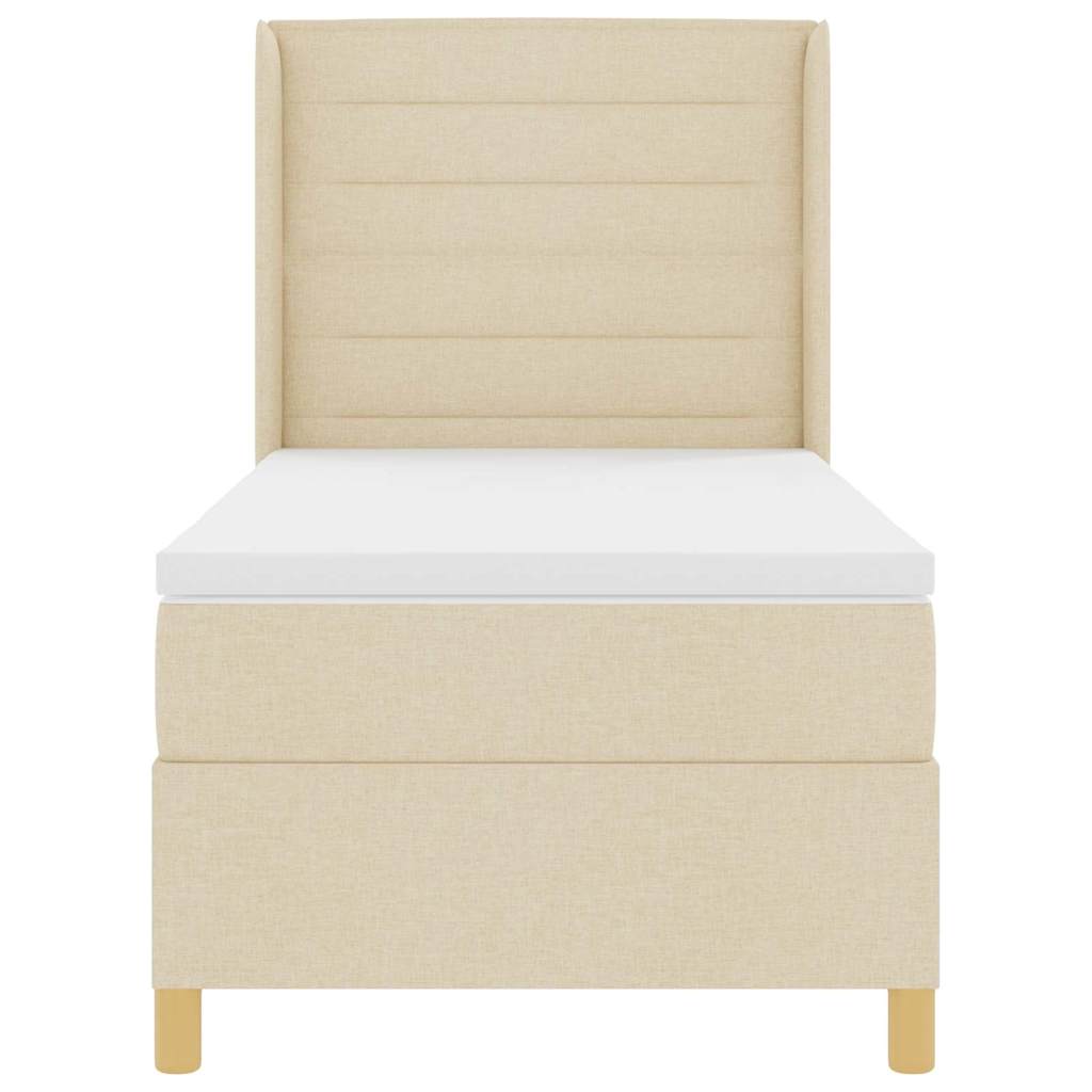 Boks-madrasseng med madras Creme 100 x 200 cm Stof
