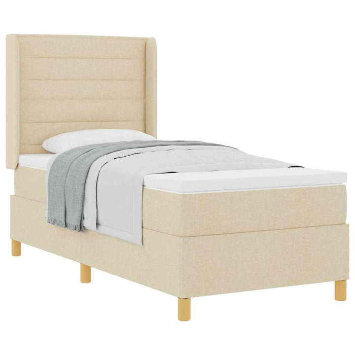 Boks-madrasseng med madras Creme 100 x 200 cm Stof