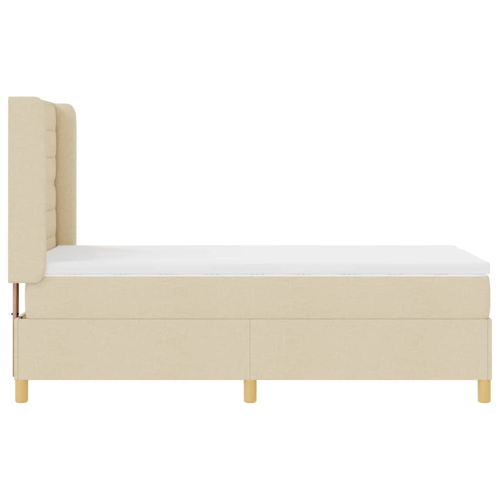 Boks-madrasseng med madras Creme 100 x 200 cm Stof