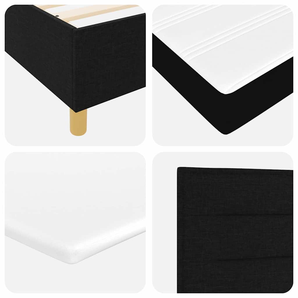 Boks-madrasseng med madras Sort 200 x 200 cm Stof