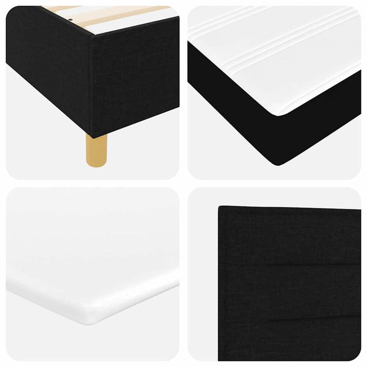 Boks-madrasseng med madras Sort 200 x 200 cm Stof