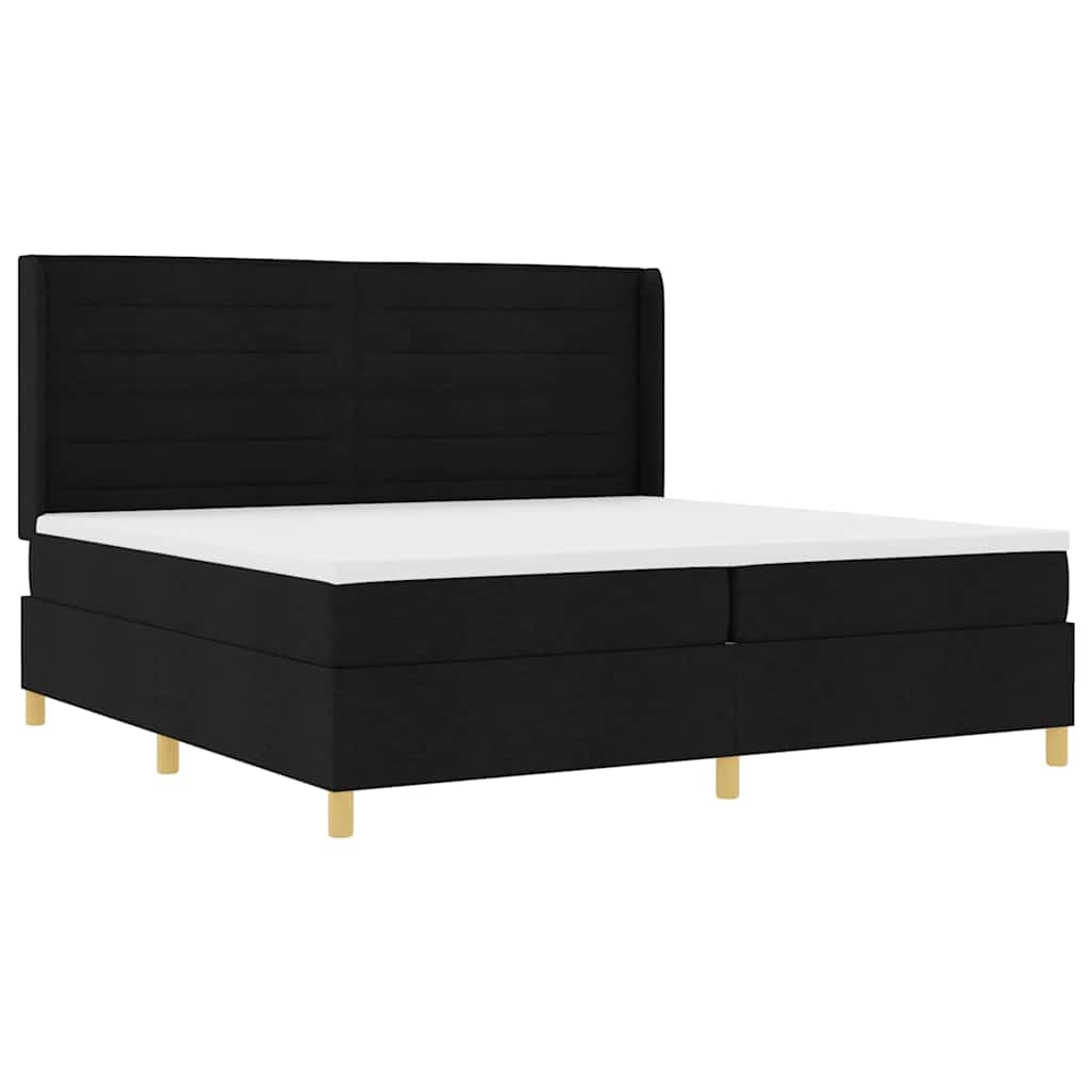 Boks-madrasseng med madras Sort 200 x 200 cm Stof