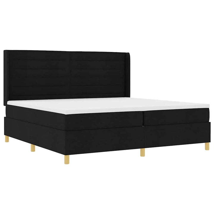 Boks-madrasseng med madras Sort 200 x 200 cm Stof