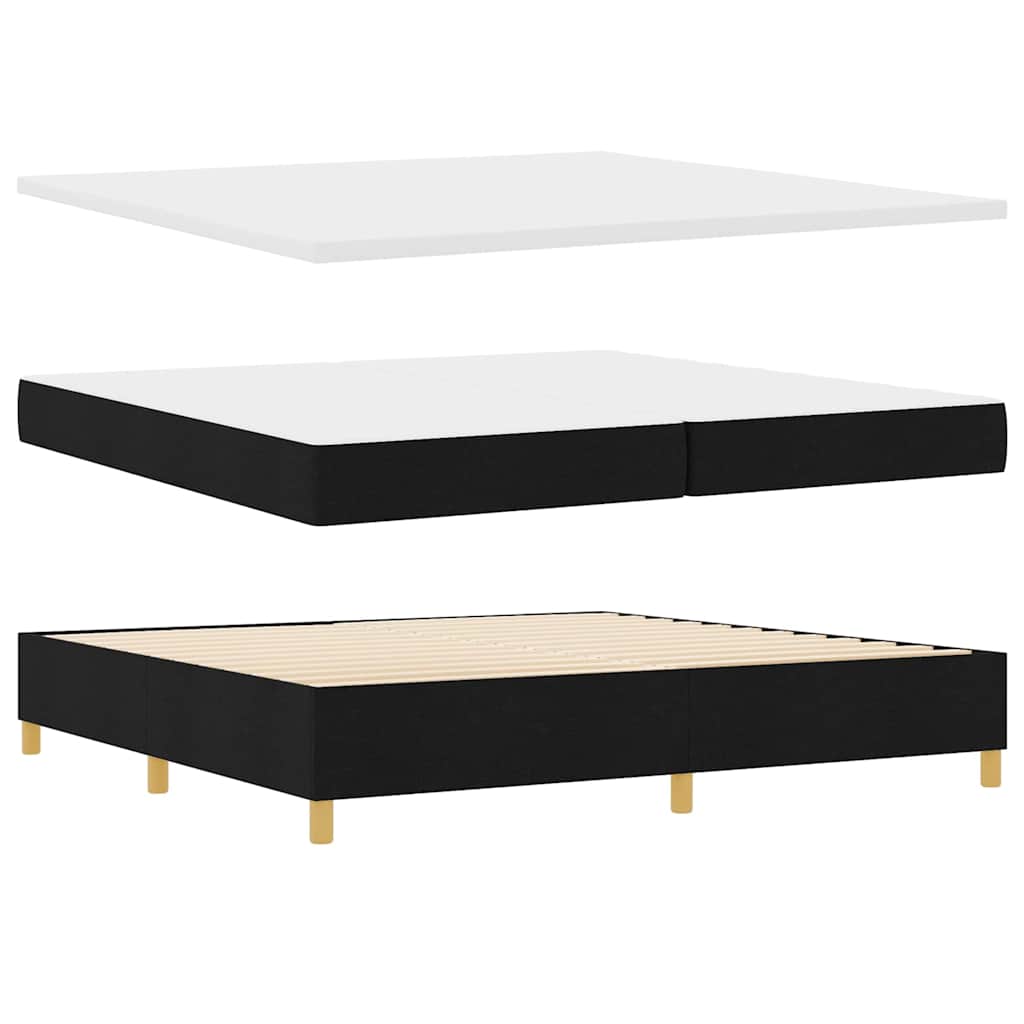 Boks-madrasseng med madras Sort 200 x 200 cm Stof