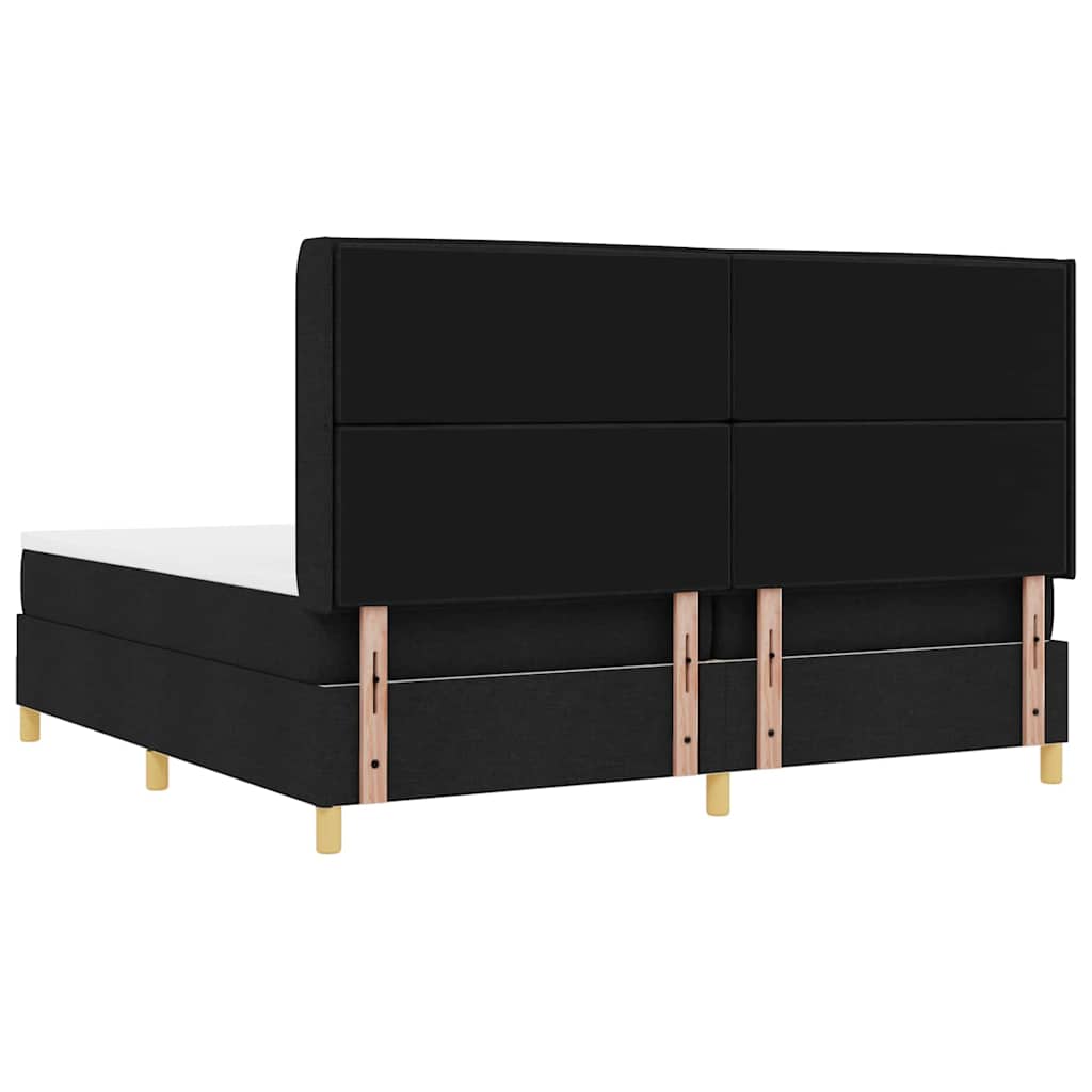 Boks-madrasseng med madras Sort 200 x 200 cm Stof