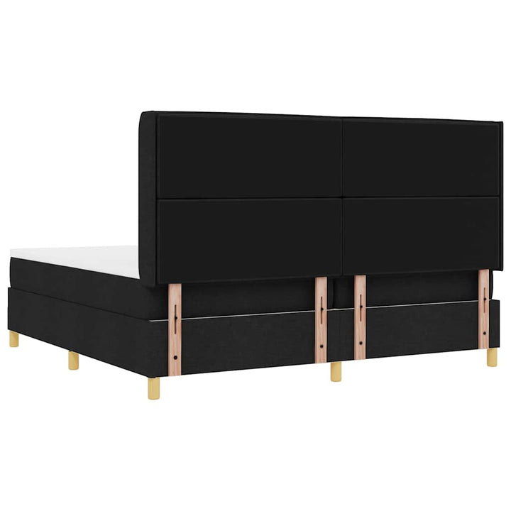 Boks-madrasseng med madras Sort 200 x 200 cm Stof