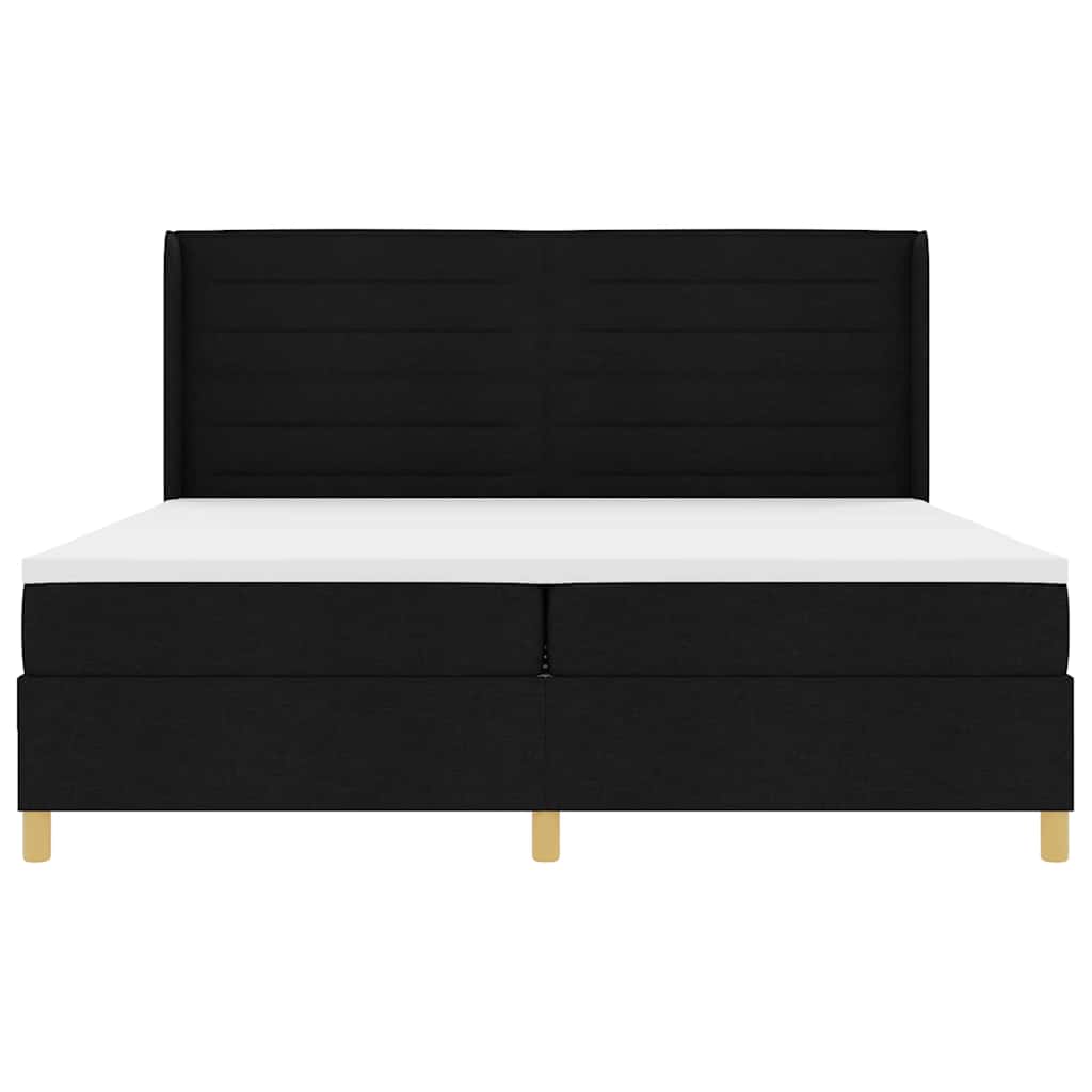 Boks-madrasseng med madras Sort 200 x 200 cm Stof