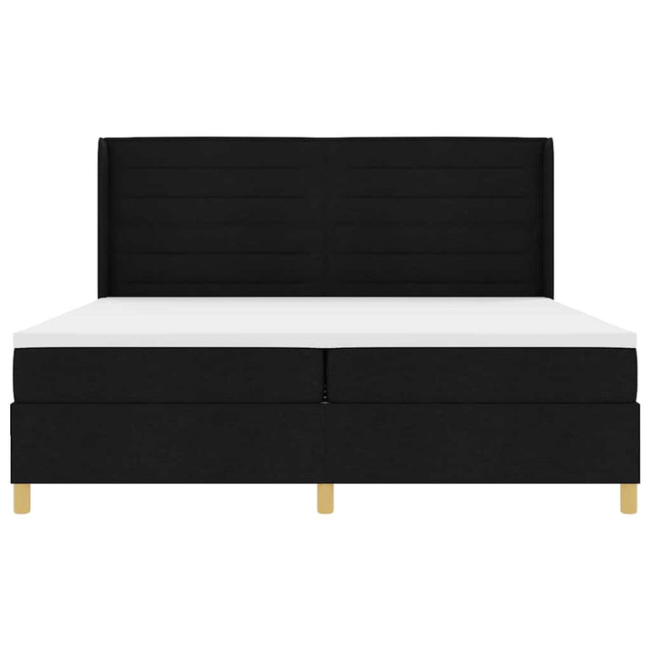 Boks-madrasseng med madras Sort 200 x 200 cm Stof