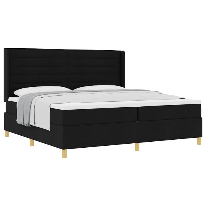 Boks-madrasseng med madras Sort 200 x 200 cm Stof