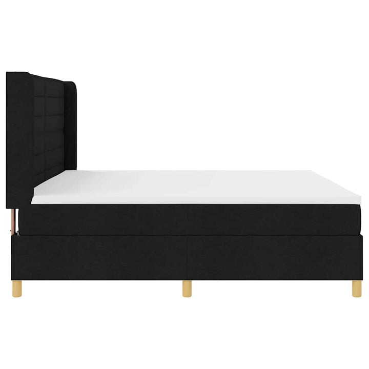 Boks-madrasseng med madras Sort 200 x 200 cm Stof