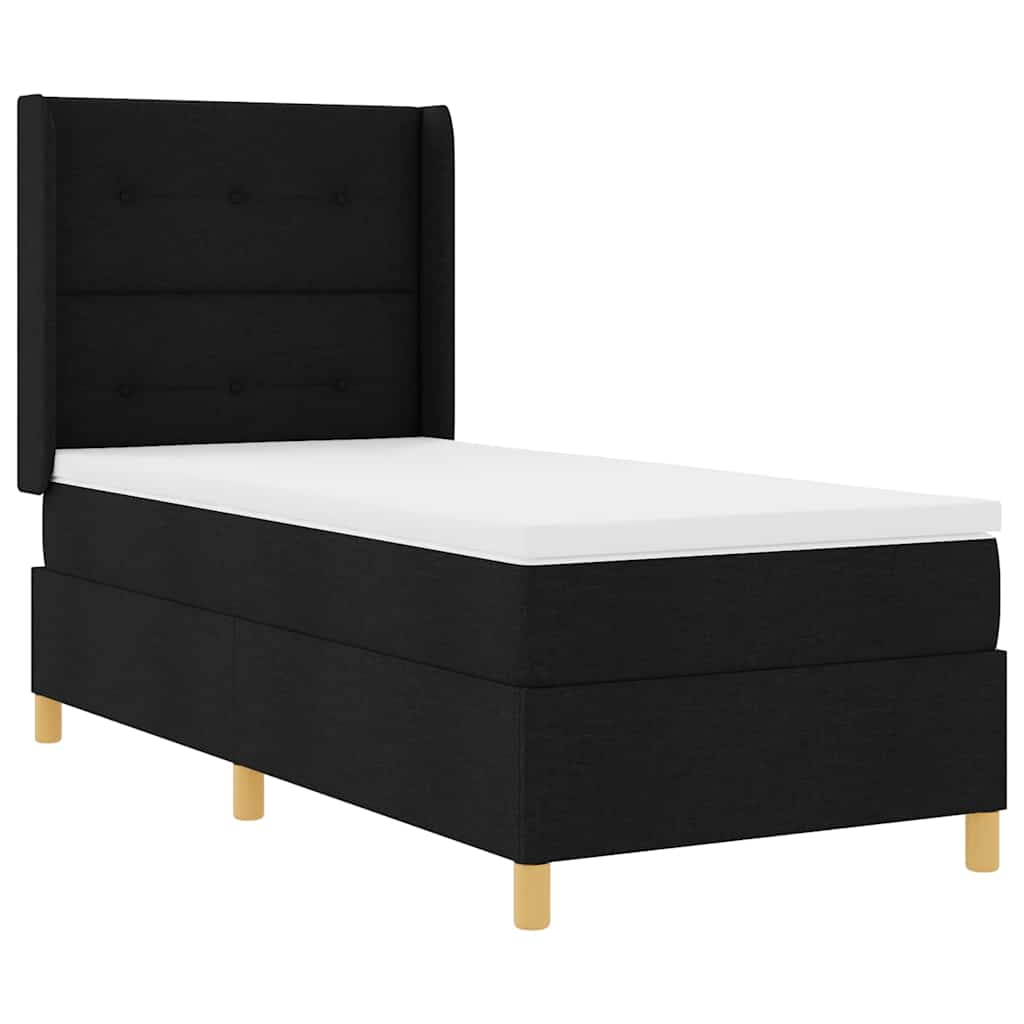 Boks-madrasseng med madras Sort 100 x 200 cm Stof