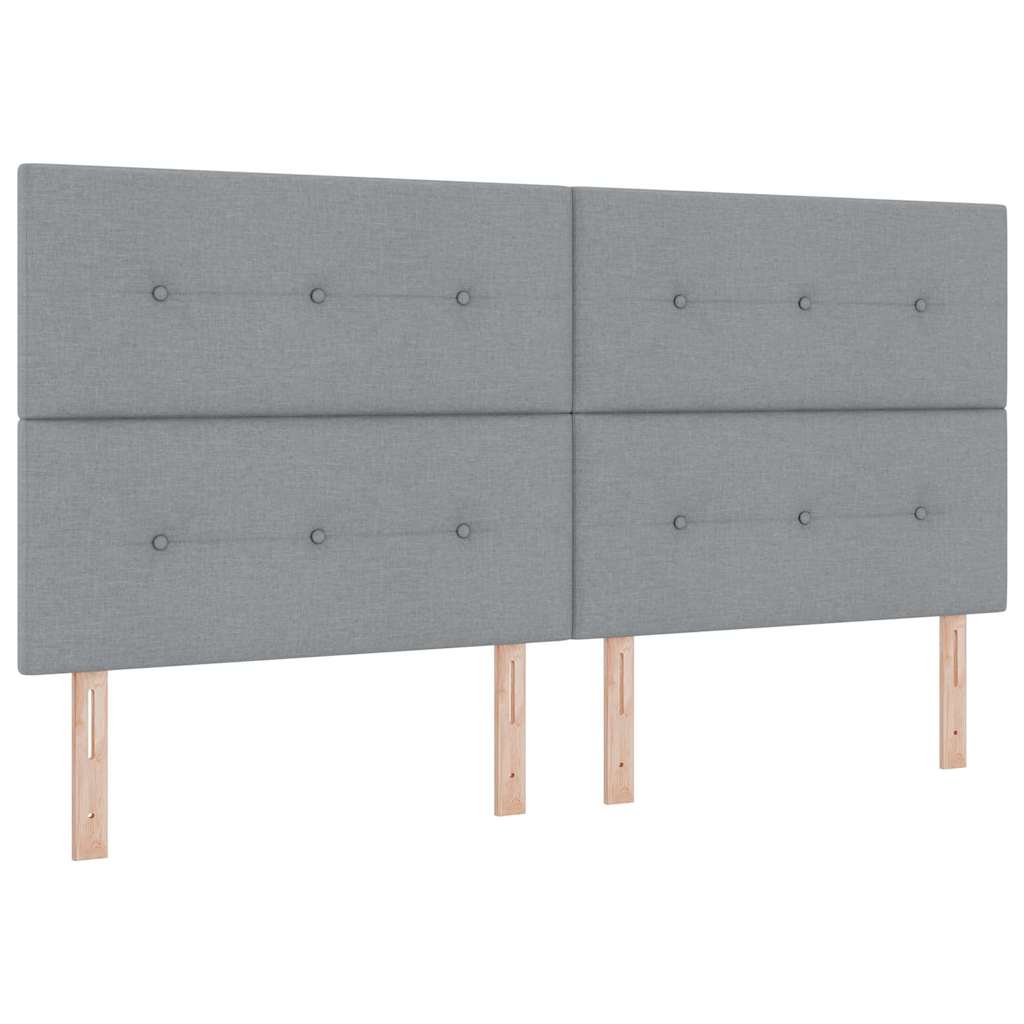 Boks-madrasseng med madras Lysegrå 200 x 200 cm Stof