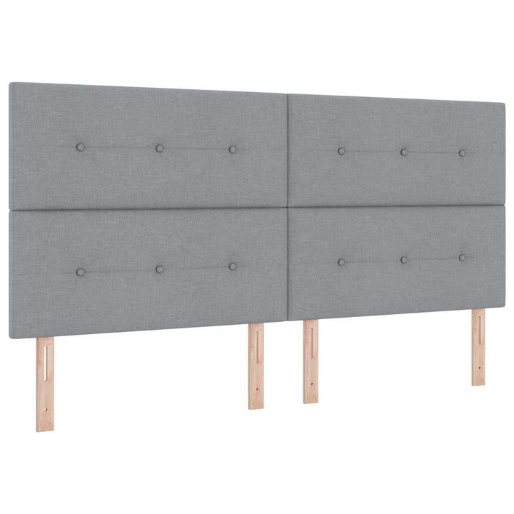 Boks-madrasseng med madras Lysegrå 200 x 200 cm Stof