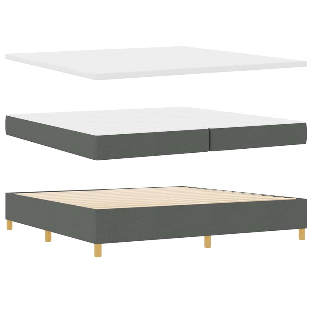 Boks-madrasseng med madras Mørkegrå 200 x 200 cm Stof