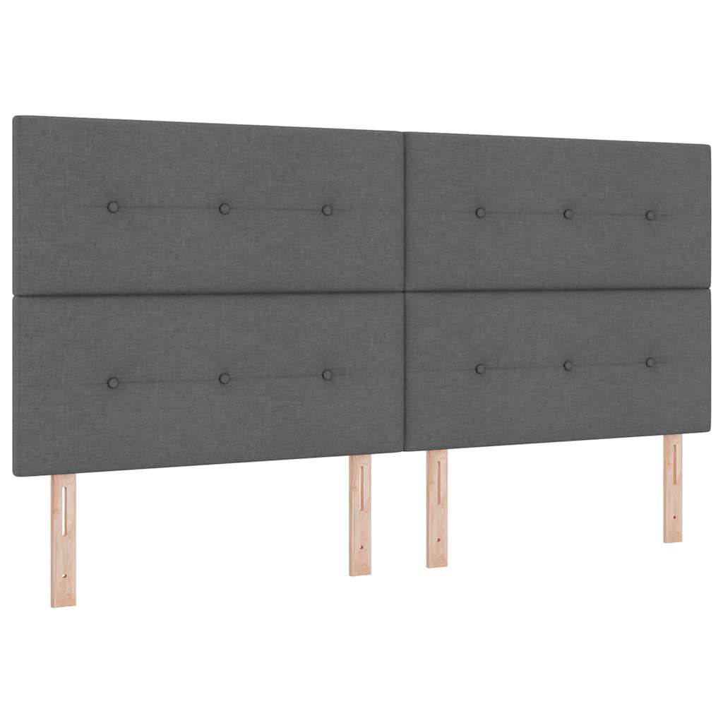 Boks-madrasseng med madras Mørkegrå 200 x 200 cm Stof