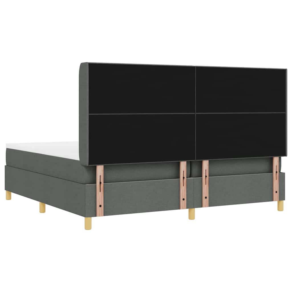Boks-madrasseng med madras Mørkegrå 200 x 200 cm Stof