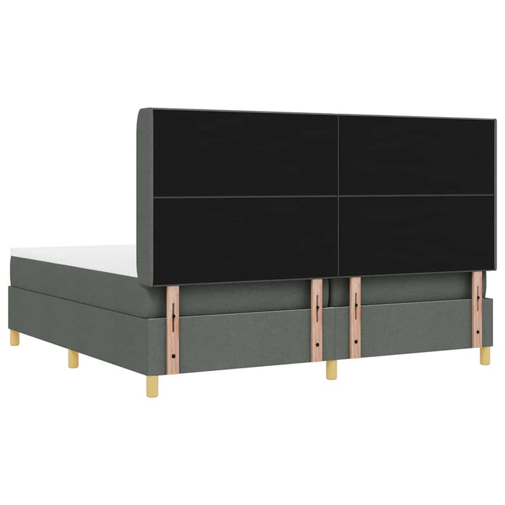 Boks-madrasseng med madras Mørkegrå 200 x 200 cm Stof