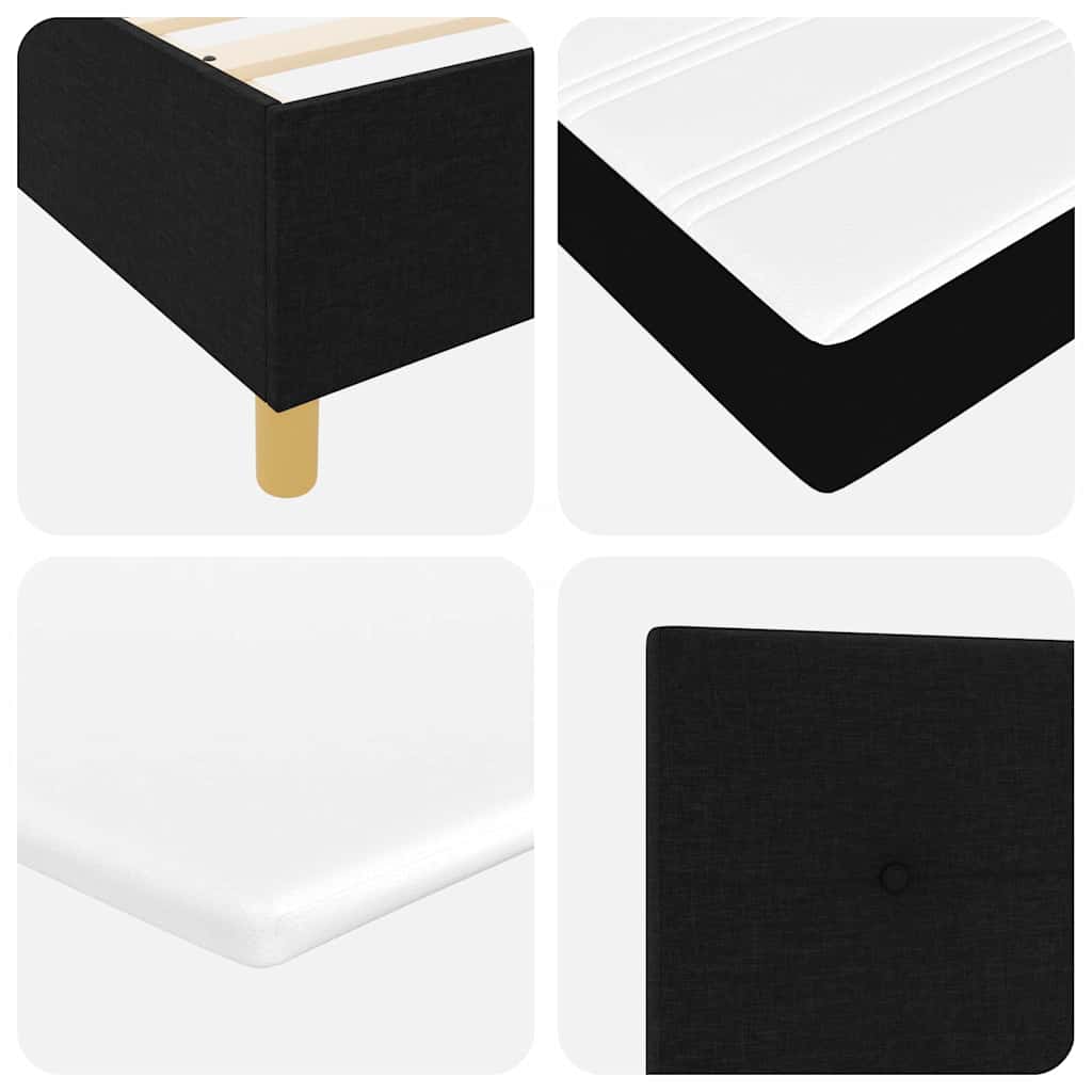 Boks-madrasseng med madras Sort 200 x 200 cm Stof