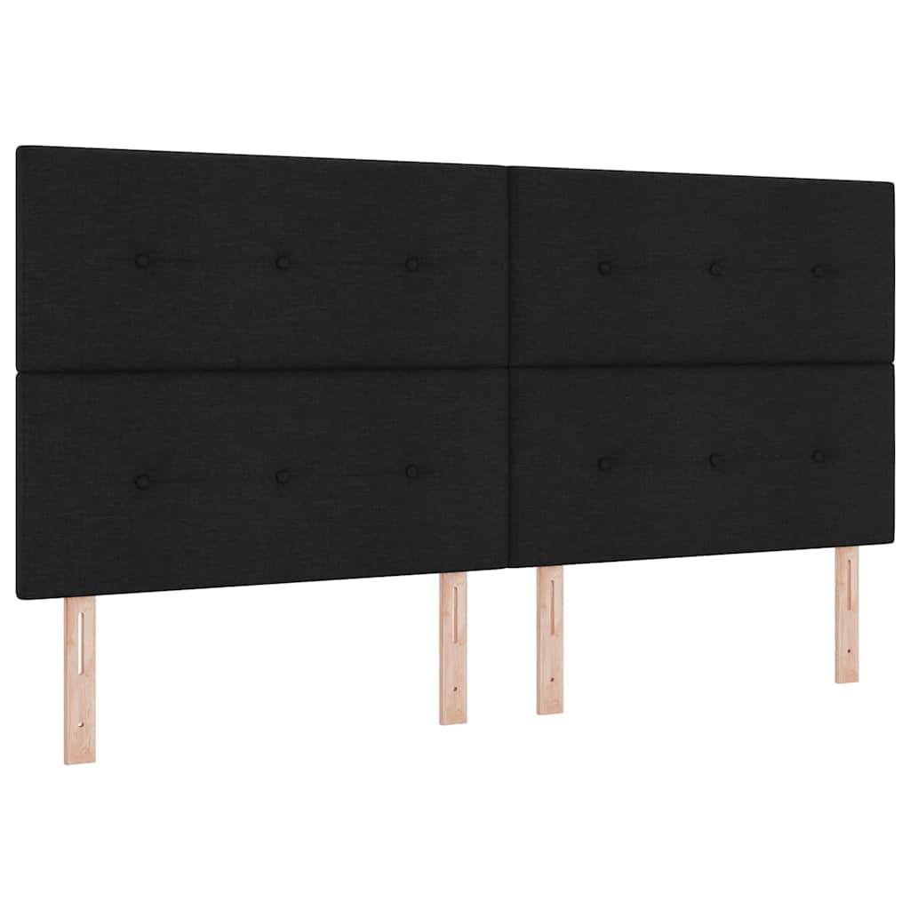 Boks-madrasseng med madras Sort 200 x 200 cm Stof